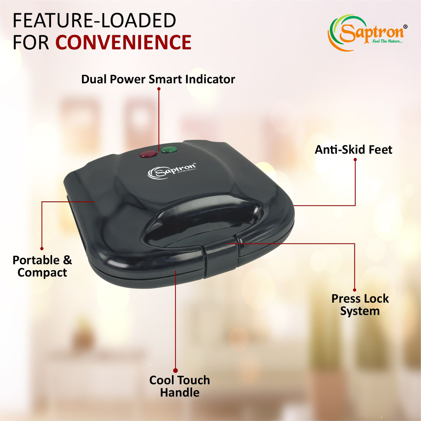 SAPTRON 750W Sandwich Maker