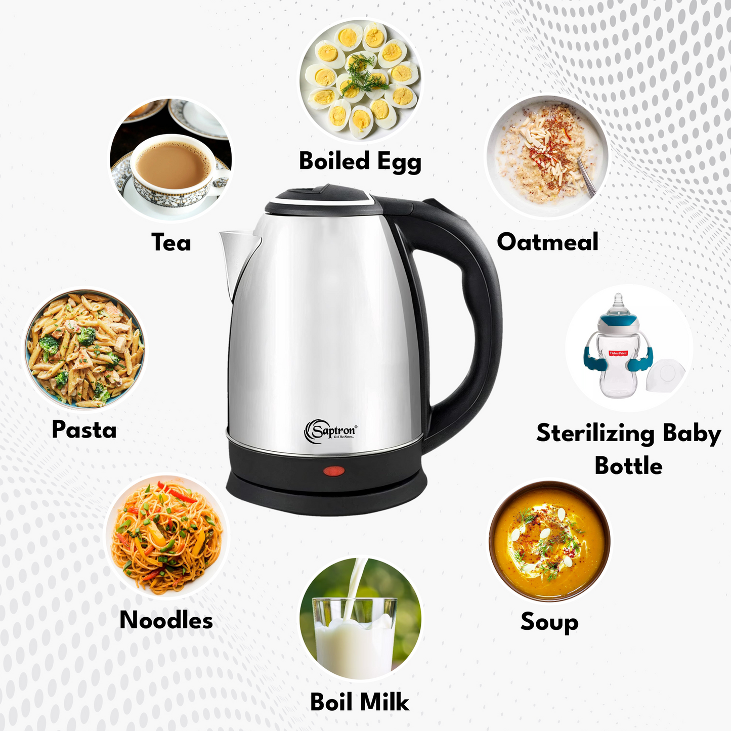 SAPTRON Insta Boil Pro Multi Cooker Electric Kettle (1.5 L, Silver)