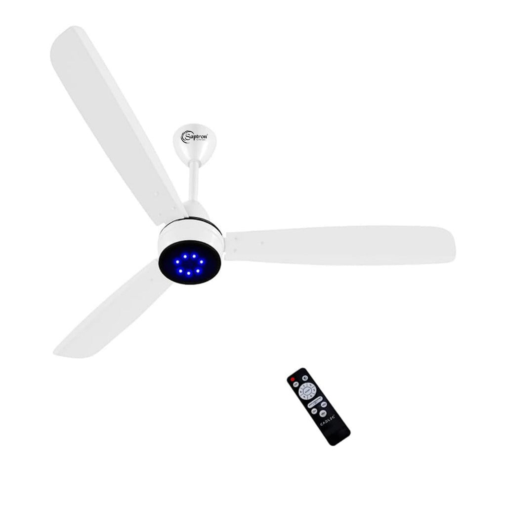 SAPTRON AERO ONE(7 BLUE LED) 1200 mm BLDC Ceiling Fan with Remote Control (5 Star |3 Blades | White) with 2 Years Warranty