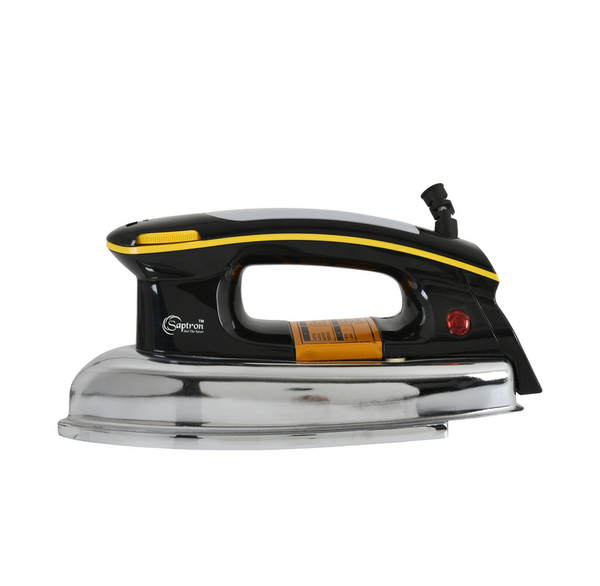 Saptron Heavy Weight Non-Stick Teflon Coated Dry Iron for Clothes | 6 Fabric Settings |  750 Watt | Black