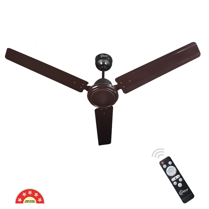 SAPTRON SCC14XMD with 2 Years Warranty TURBO 1200 mm BLDC Ceiling Fan with Remote Control (5 Star |3 Blades | Smoke Brown)