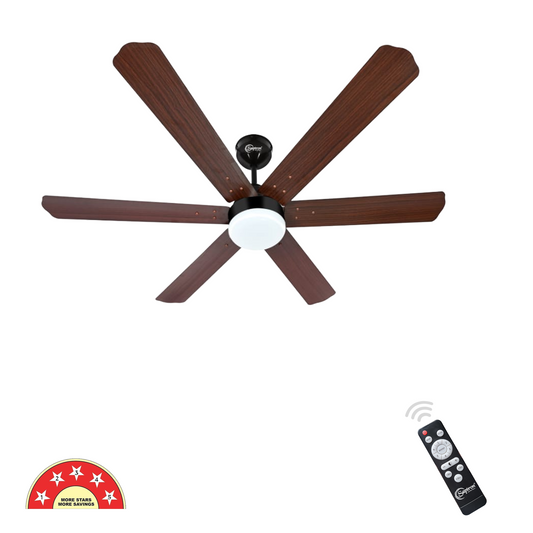 SAPTRON  HUNTER-X BLDC Ceiling Fan 1200 mm 6‑Blade (5 Star | Brown Film | Pack of 1) with 2 Years Warranty