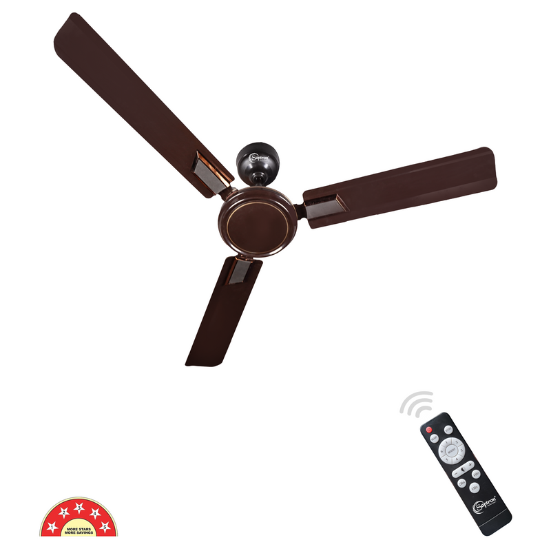 SAPTRON SCC16XGD with 2 Years Warranty TURBO-D 1200 mm BLDC Ceiling Fan with Remote Control (5 Star |3 Blades | Smoke Brown)