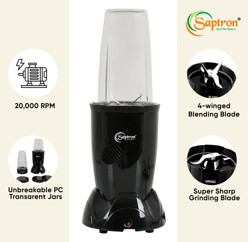 SAPTRON 450W Mixer Grinder with Copper Motor (Black)
