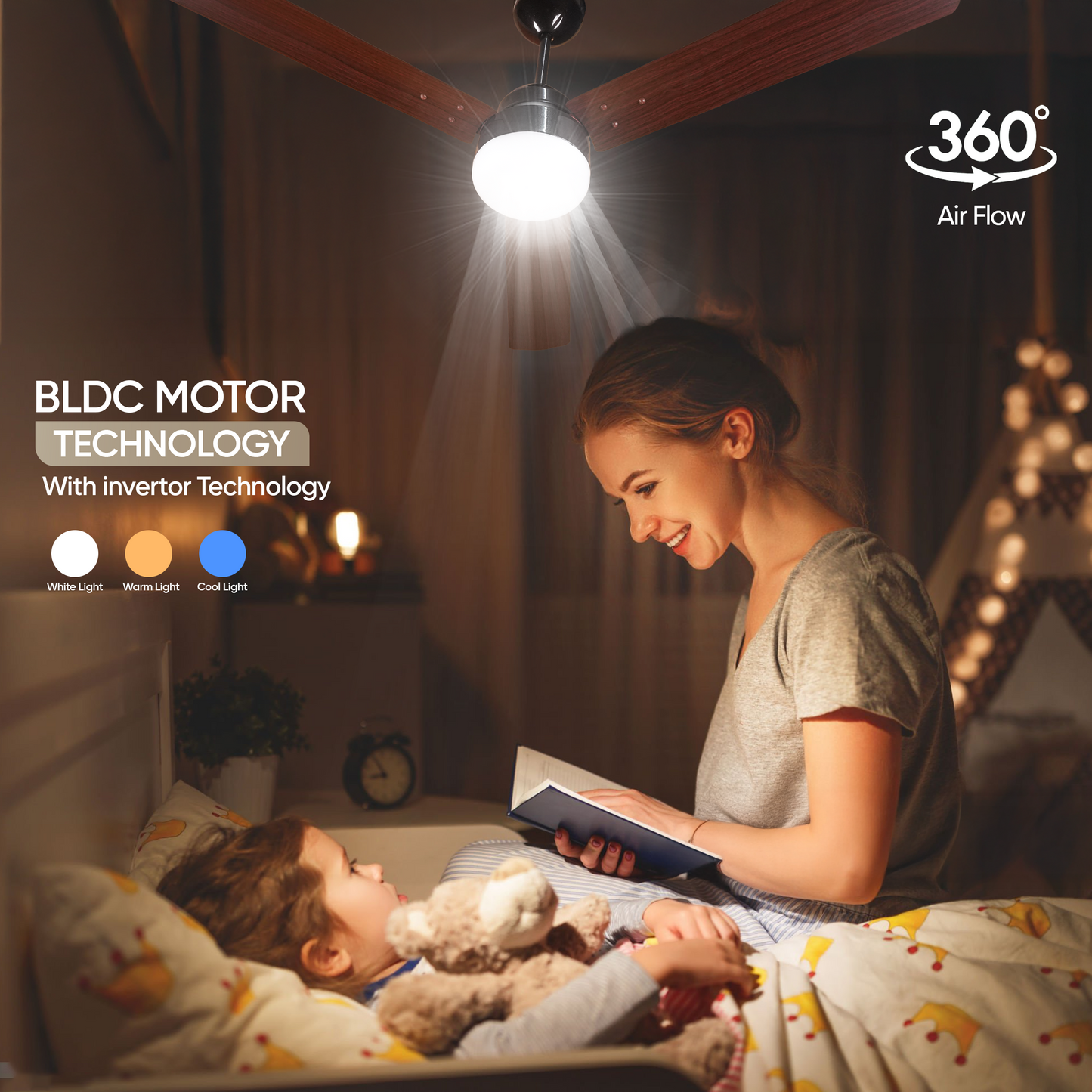 SAPTRON HUNTER 1200 mm BLDC Ceiling Fan with Remote Control (5 Star | Brown Film| Pack of 1)with 2 Years Warranty