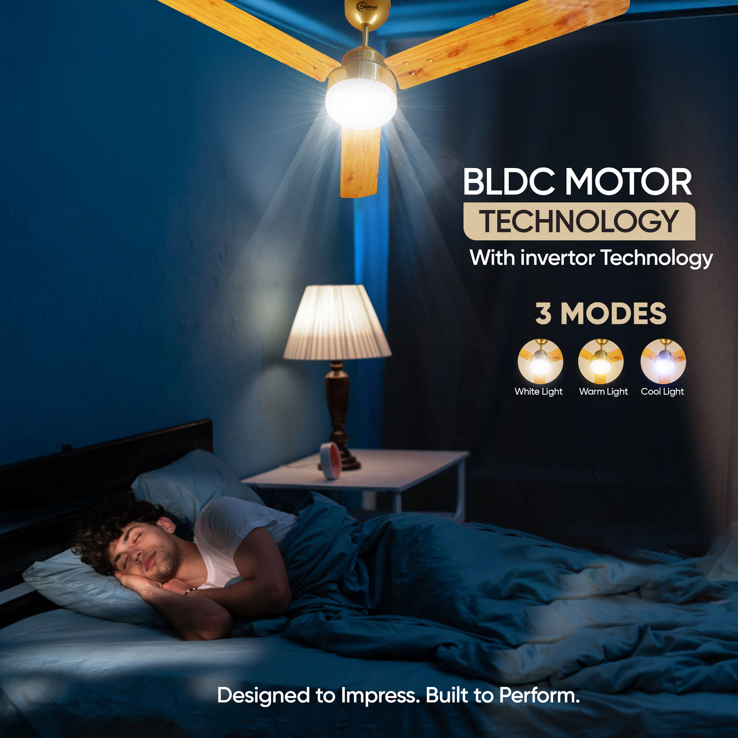 SAPTRON  HUNTER 1200 mm BLDC Ceiling Fan with Remote Control (5 Star | Golden Film| Pack of 1) with 2 Years Warranty