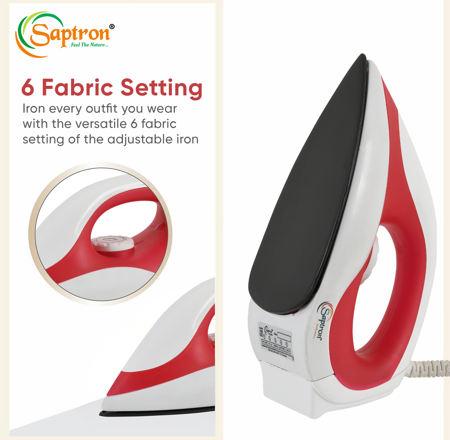SAPTRON by SAPTRON BMW LIGHT WEIGHT 1000 W Dry Iron (Red)