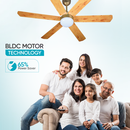 SAPTRON  HUNTER-X BLDC Ceiling Fan 1200 mm 6‑Blade (5 Star | Golden Film| Pack of 1) with 2 Years Warranty