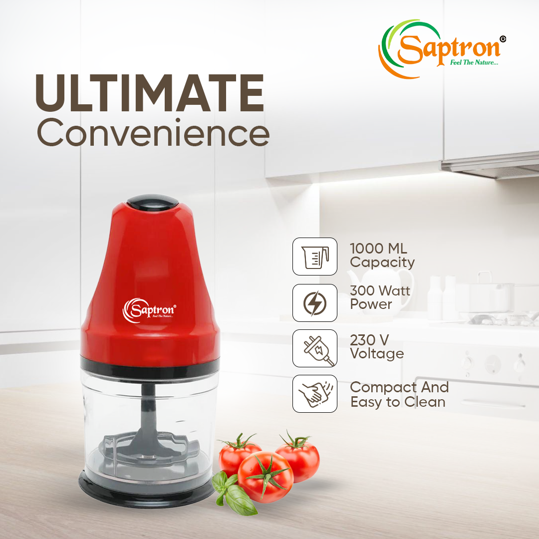 Saptron Electric Hand Chopper | Compact and Powerful for Quick Vegetable Chopping