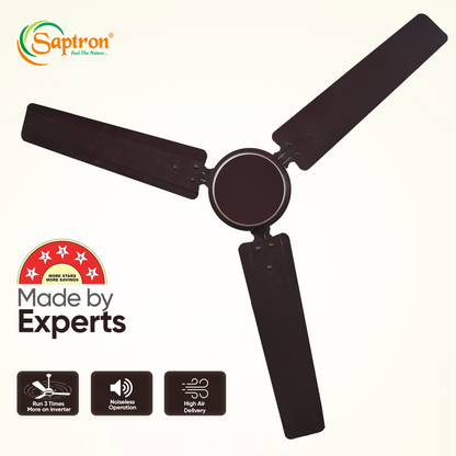 SAPTRON SCC11XMA with 2 Years Warranty Amaze BLDC Motor with Remote Ceiling Fan 1200 mm 3‑Blade (5 Star | Smoke Brown| Pack of 1)