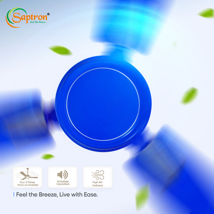 SAPTRON SCC16XGD with 2 Years Warranty TURBO-D 1200 mm BLDC Ceiling Fan with Remote Control (5 Star |3 Blades | Blue)