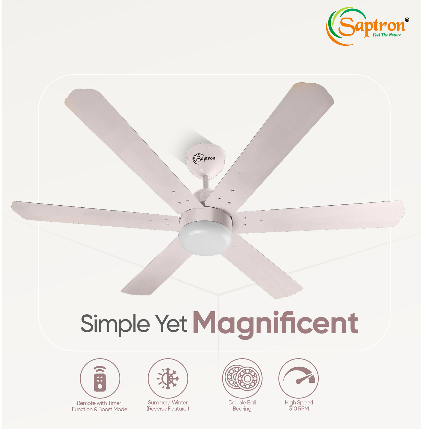 SAPTRON  HUNTER-X BLDC Ceiling Fan 1200 mm 6‑Blade (5 Star | Royal Grey| Pack of 1) with 2 Years Warranty