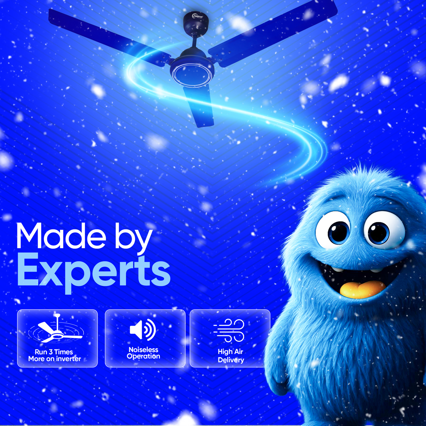 SAPTRON TURBO 1200 mm BLDC Ceiling Fan with Remote Control (5 Star |3 Blades | Blue) with 2 Years Warranty