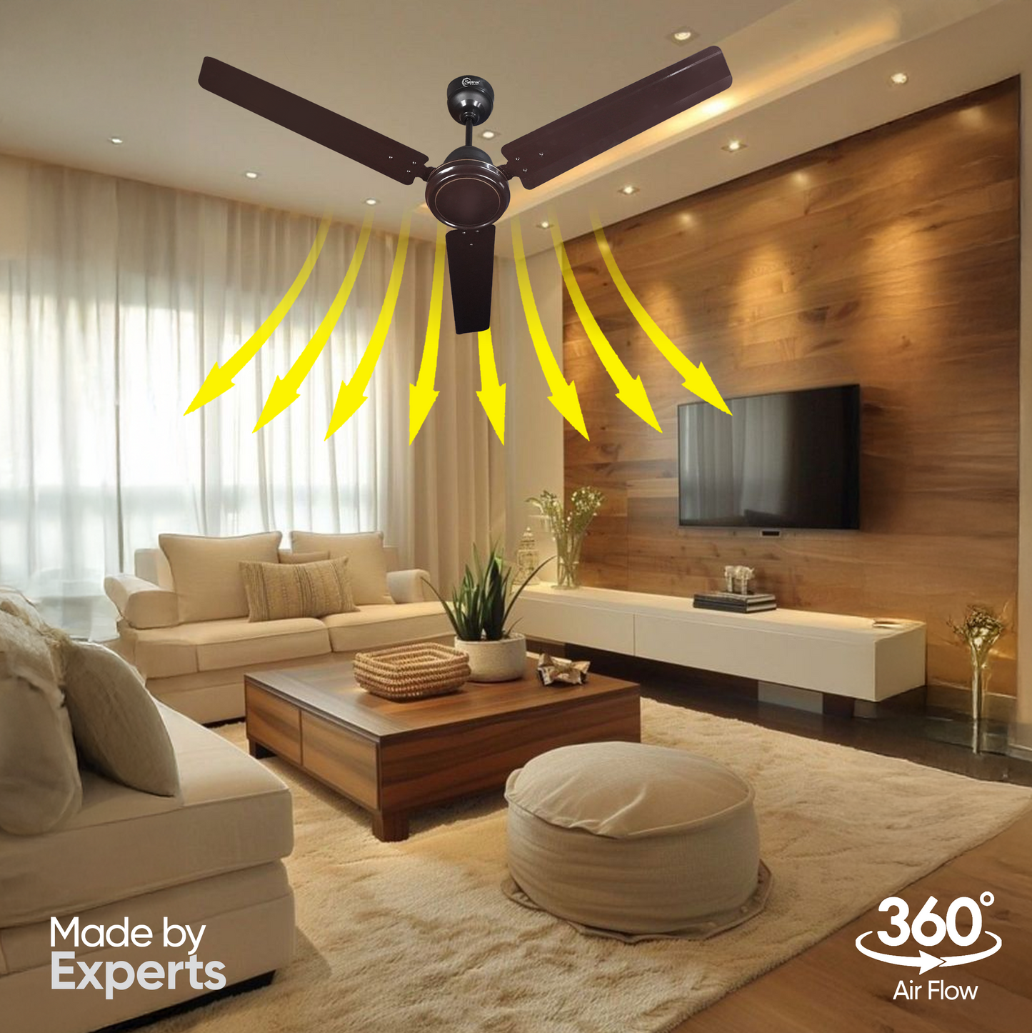 SAPTRON  TURBO 1200 mm BLDC Ceiling Fan with Remote Control (5 Star |3 Blades | Smoke Brown) with 2 Years Warranty