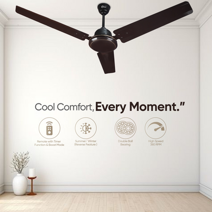 SAPTRON SCC11XMA with 2 Years Warranty Amaze BLDC Motor with Remote Ceiling Fan 1200 mm 3‑Blade (5 Star | Smoke Brown| Pack of 1)