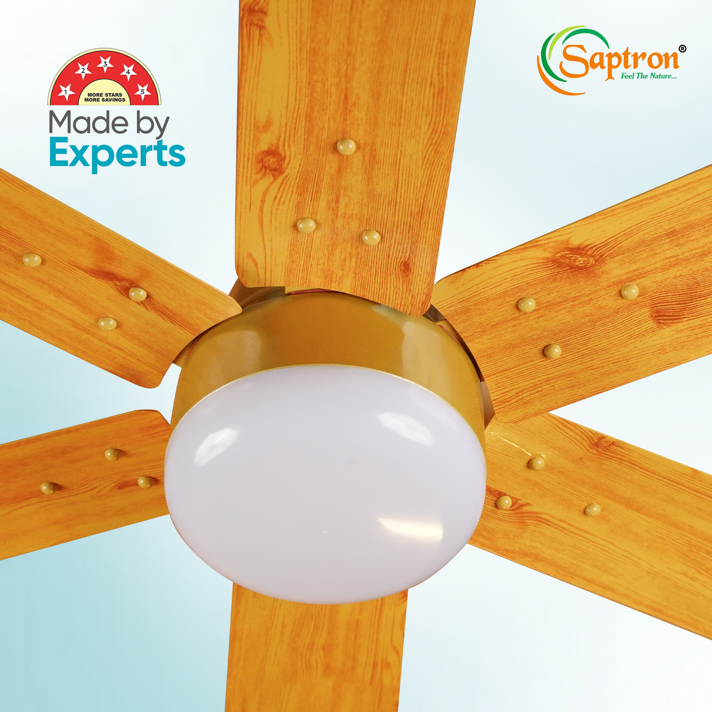 SAPTRON  HUNTER-X BLDC Ceiling Fan 1200 mm 6‑Blade (5 Star | Golden Film| Pack of 1) with 2 Years Warranty