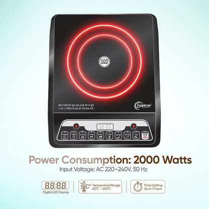 SAPTRON 1400 W  W Induction Cooktop Push Button (Black, TurboChef Max TBC1400 W )