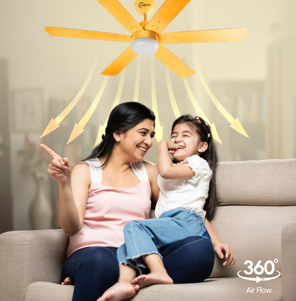 SAPTRON  HUNTER-X BLDC Ceiling Fan 1200 mm 6‑Blade (5 Star | Golden | Pack of 1) with 2 Years Warranty