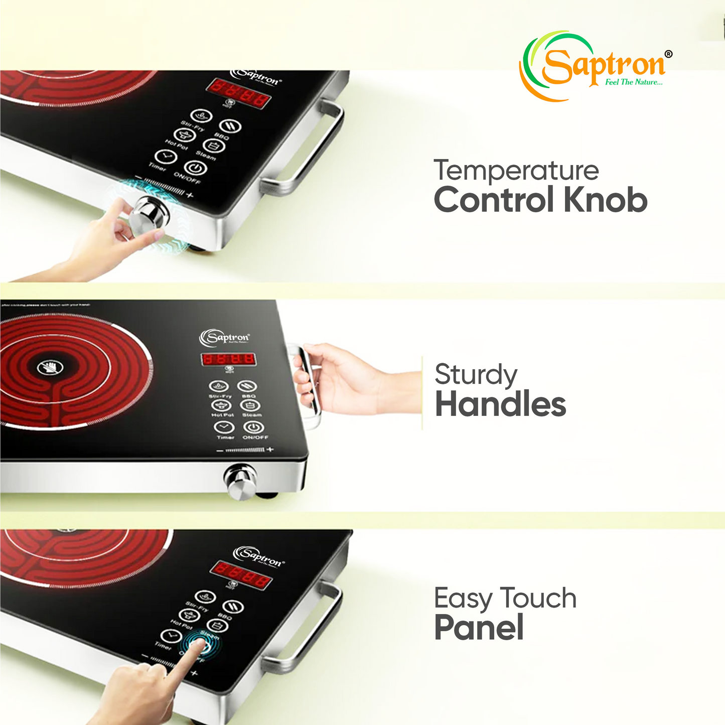 SAPTRON 2200 W Infrared Cooktop Touch Panel (Black, SAPTRONHEAT PRO TP2100)