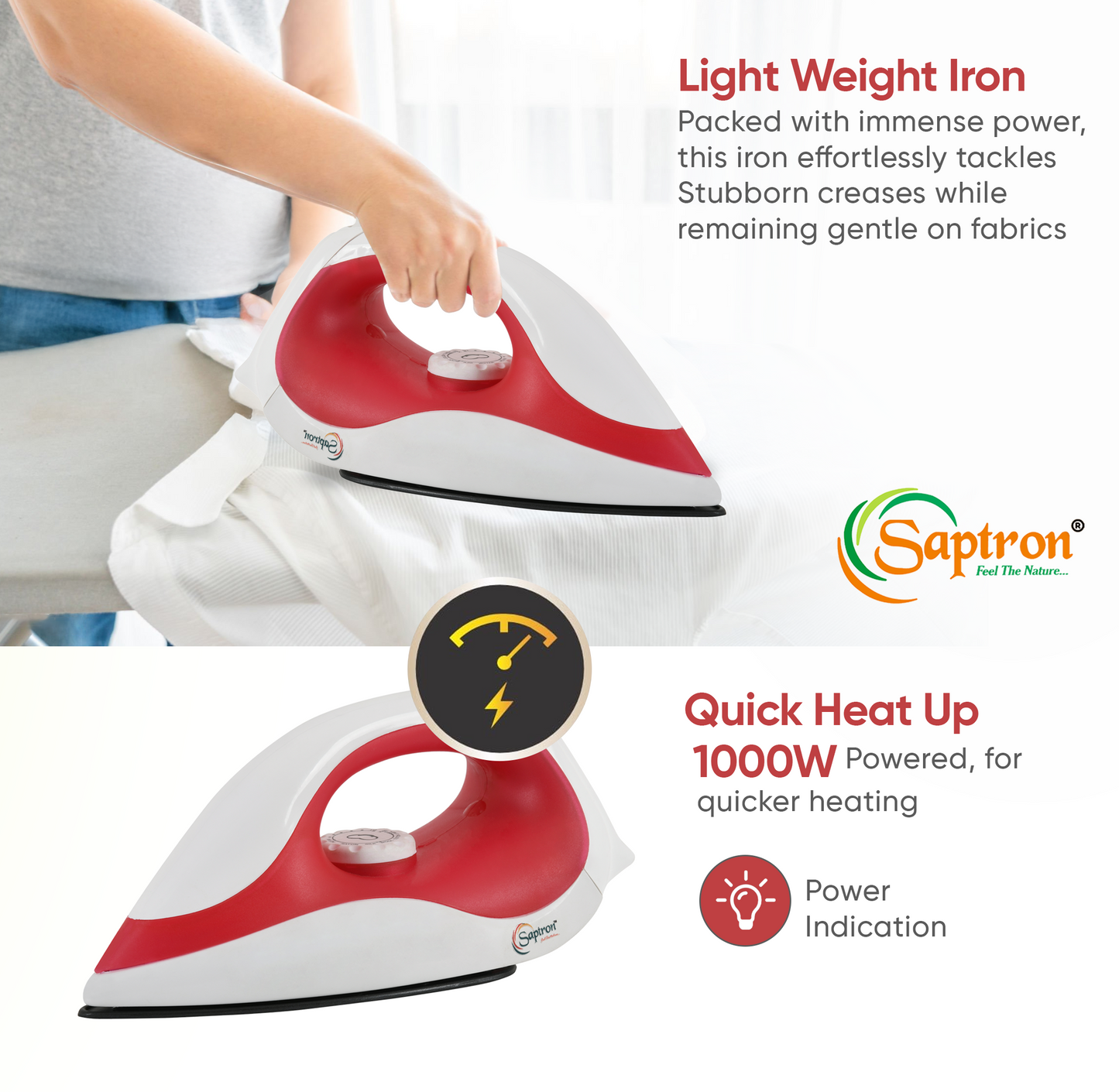 SAPTRON by SAPTRON BMW LIGHT WEIGHT 1000 W Dry Iron (Red)