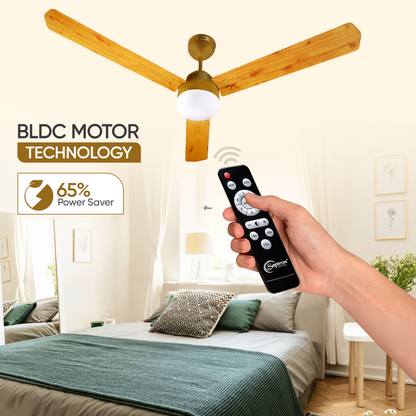 SAPTRON  HUNTER 1200 mm BLDC Ceiling Fan with Remote Control (5 Star | Golden Film| Pack of 1) with 2 Years Warranty