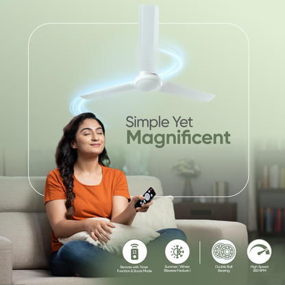 SAPTRON Amaze BLDC Motor with Remote Ceiling Fan 1200 mm 3‑Blade (5 Star | White | Pack of 1) with 2 Years Warranty