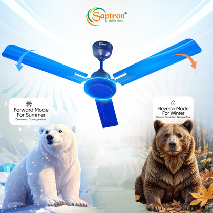 SAPTRON SCC16XGD with 2 Years Warranty TURBO-D 1200 mm BLDC Ceiling Fan with Remote Control (5 Star |3 Blades | Blue)