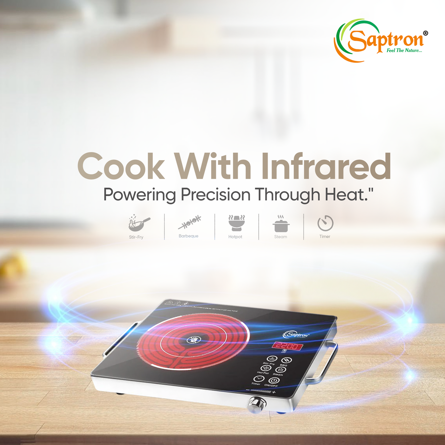 SAPTRON 2200 W Infrared Cooktop Touch Panel (Black, SAPTRONHEAT PRO TP2100)