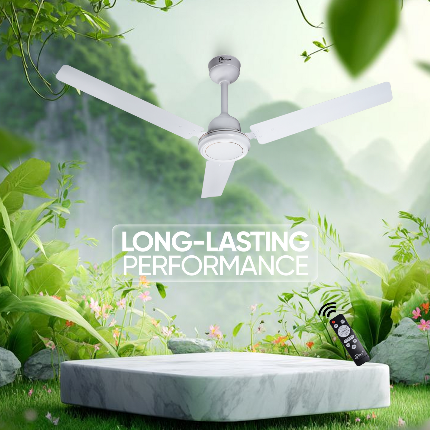 SAPTRON  Ozone 1200 mm BLDC Ceiling Fan with Remote Control (5 Star |3 Blades | White) with 2 Years Warranty