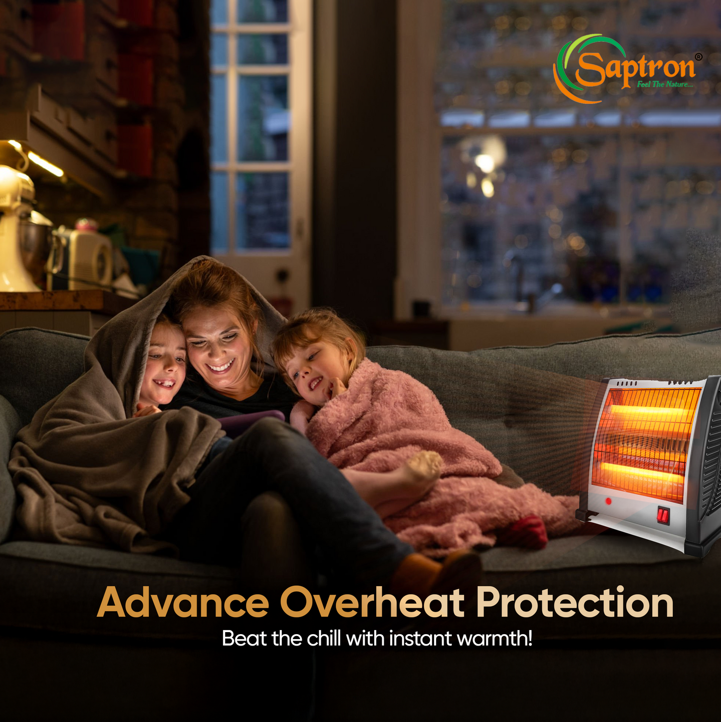 QUARTZ ROOM HEATER (SIDE BUTTON) . Powerful 800W Performance.