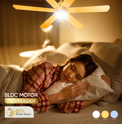 SAPTRON  HUNTER-X BLDC Ceiling Fan 1200 mm 6‑Blade (5 Star | Golden | Pack of 1) with 2 Years Warranty