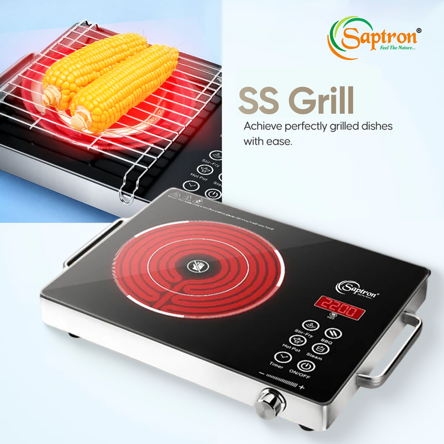 SAPTRON 2200 W Infrared Cooktop Touch Panel (Black, SAPTRONHEAT PRO TP2100)