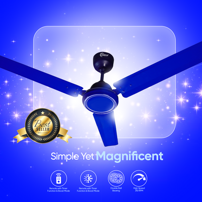 SAPTRON TURBO 1200 mm BLDC Ceiling Fan with Remote Control (5 Star |3 Blades | Blue) with 2 Years Warranty