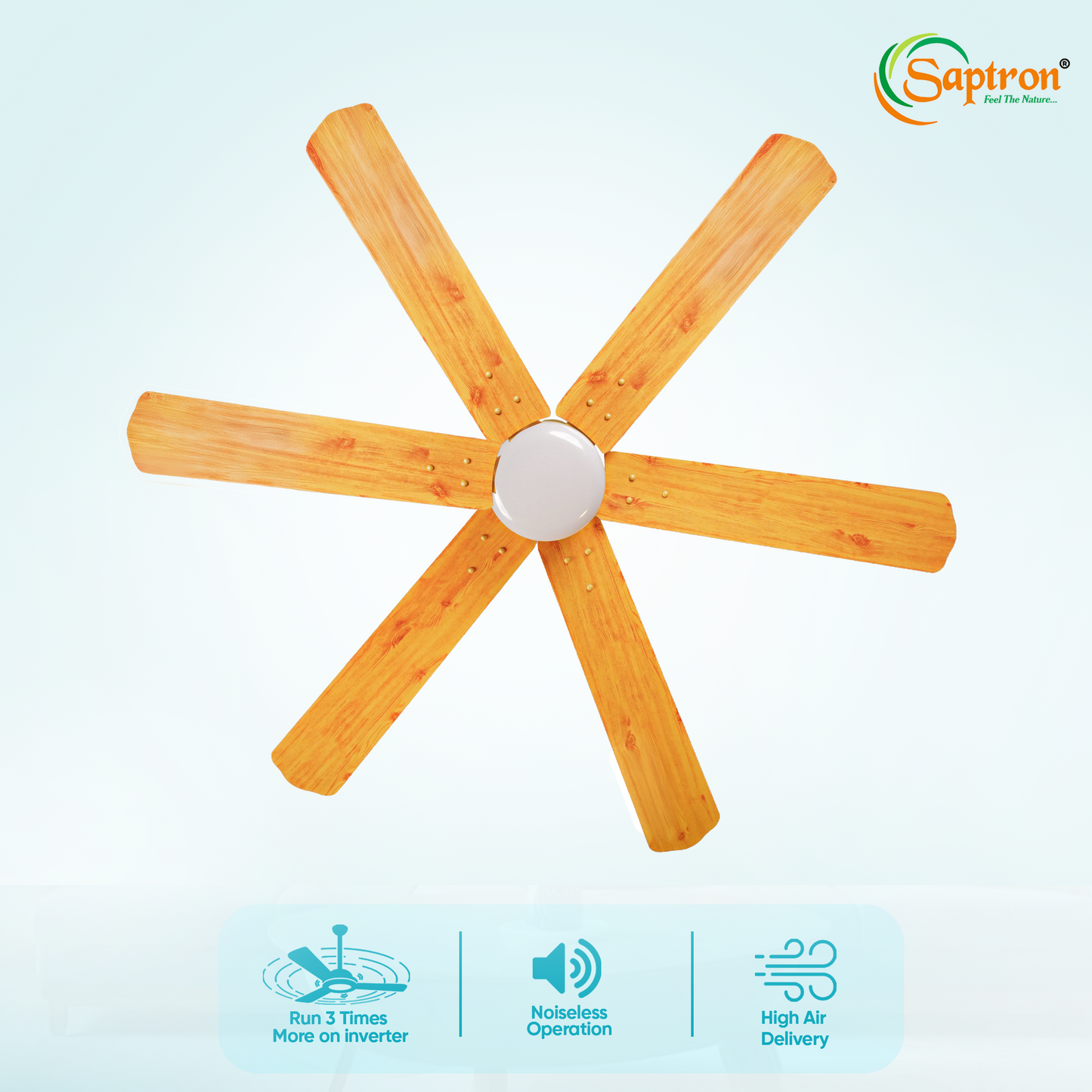 SAPTRON  HUNTER-X BLDC Ceiling Fan 1200 mm 6‑Blade (5 Star | Golden Film| Pack of 1) with 2 Years Warranty