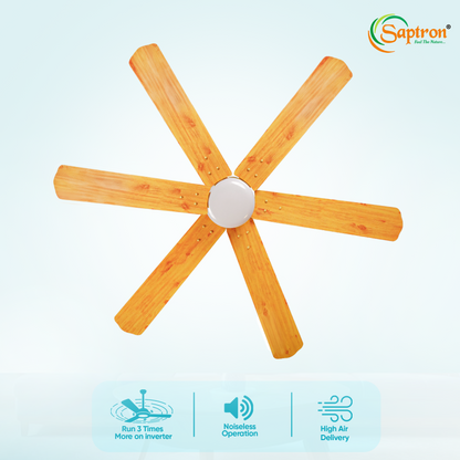 SAPTRON  HUNTER-X BLDC Ceiling Fan 1200 mm 6‑Blade (5 Star | Golden Film| Pack of 1) with 2 Years Warranty