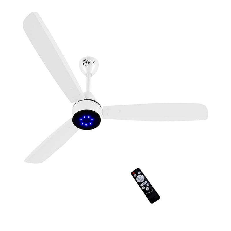 SAPTRON SCC26XGDI with 2 Years Warranty AERO ONE(7 BLUE LED) 1200 mm BLDC Ceiling Fan with Remote Control (5 Star |3 Blades | White)